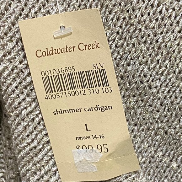 Coldwater Creek Shimmer Cardigan Womens L Holiday Ornate Glam Sparkly Mature - Picture 7 of 9